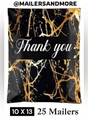 25 10X13 Poly Mailers Black Gold Veins Shipping Envelopes Bags PRICE IS FIRM
